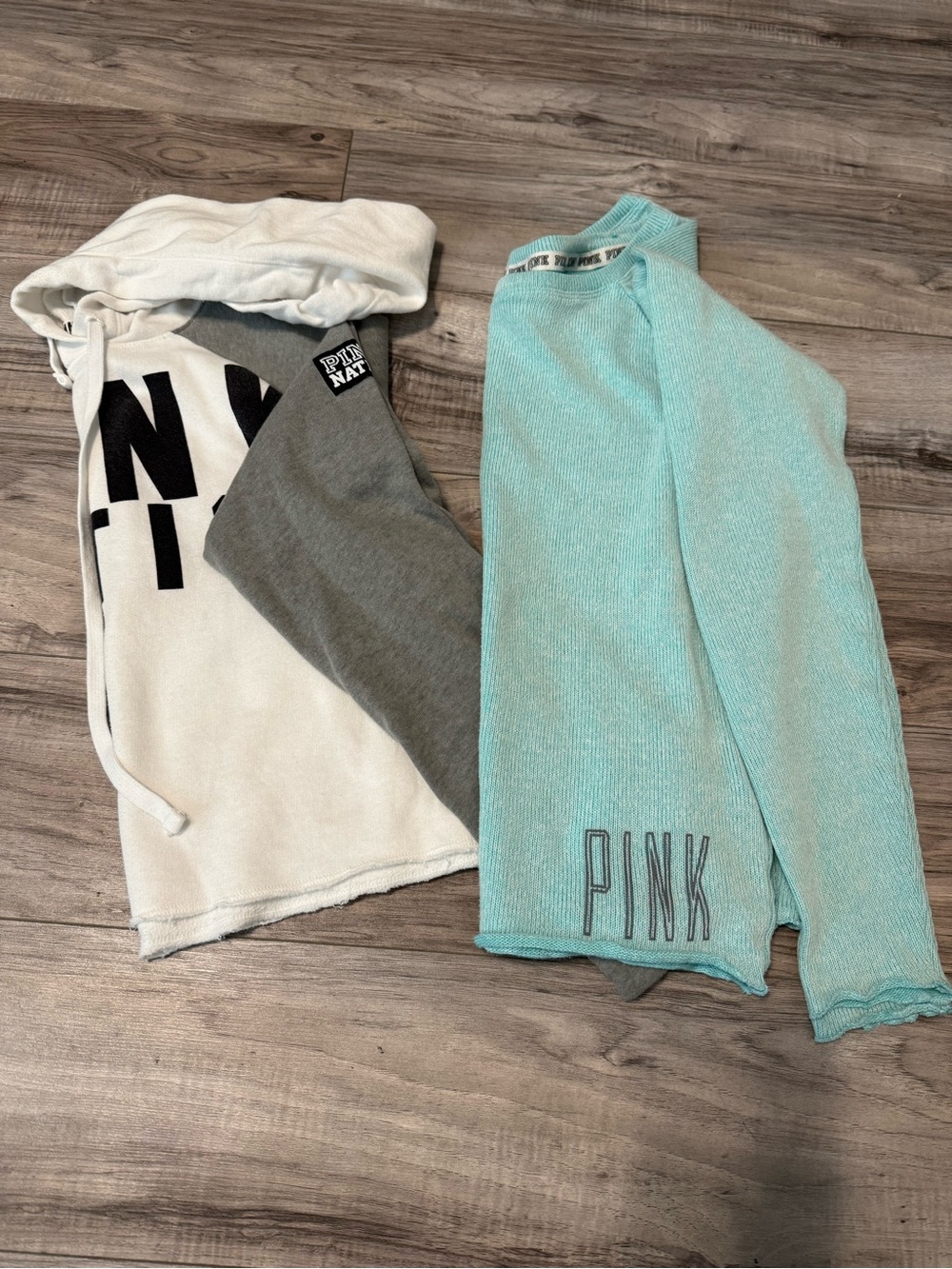 PINK Victoria's Secret Cream, Gray & Aqua Pullover Tops